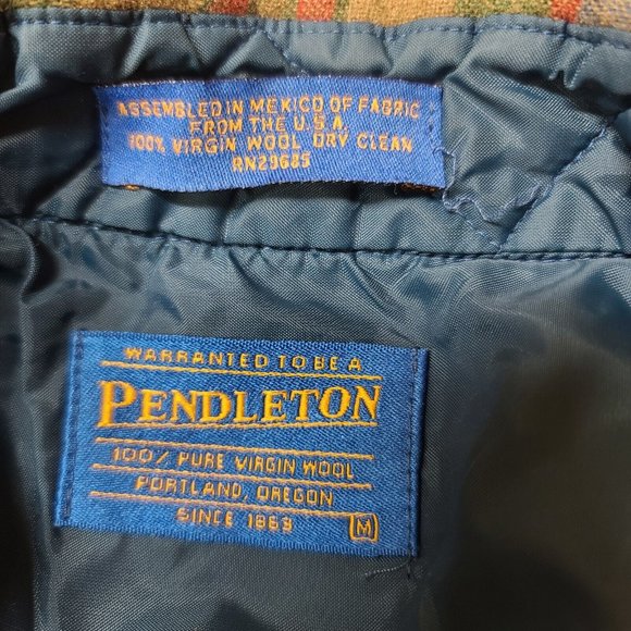 Vtg Pendleton Mens Medium Brown Stripe Long Sleeve Button Wool Flannel Shirt - Picture 10 of 12